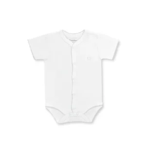 Best Sale Honey Logo Short Sleeve Bodysuit, White & Grey - CaringForTots - Professional Baby and Children's Products | Caring for Growth, Caring for Every Moment