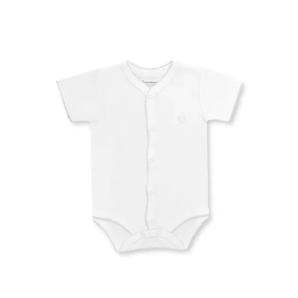 Best Sale Honey Logo Short Sleeve Bodysuit, White & Grey - CaringForTots - Professional Baby and Children's Products | Caring for Growth, Caring for Every Moment