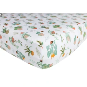 Shop Houseplants Galore Crib Sheet In Snow - CaringForTots - Professional Baby and Children's Products | Caring for Growth, Caring for Every Moment