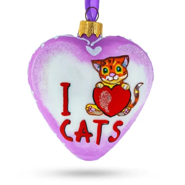 Best I Love Cats Glass Heart Christmas Ornament - CaringForTots - Professional Baby and Children's Products | Caring for Growth, Caring for Every Moment