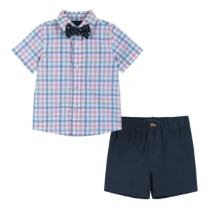 Store Infant Plaid 3-piece Buttondown Set | Navy - CaringForTots - Professional Baby and Children's Products | Caring for Growth, Caring for Every Moment