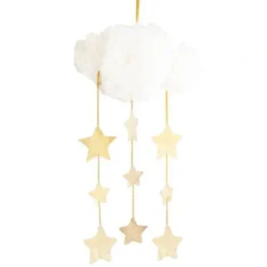 Store Ivory Gold Tulle Cloud Mobile - CaringForTots - Professional Baby and Children's Products | Caring for Growth, Caring for Every Moment