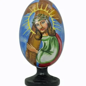 Flash Sale Jesus Christ Carrying Cross Wooden Easter Egg Figurine 4.75 Inches - CaringForTots - Professional Baby and Children's Products | Caring for Growth, Caring for Every Moment