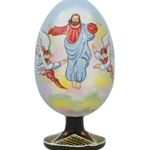 Hot Jesus Rising With Angels Wooden Easter Egg Figurine 4.75 Inches - CaringForTots - Professional Baby and Children's Products | Caring for Growth, Caring for Every Moment