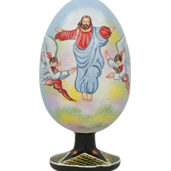 Hot Jesus Rising With Angels Wooden Easter Egg Figurine 4.75 Inches - CaringForTots - Professional Baby and Children's Products | Caring for Growth, Caring for Every Moment