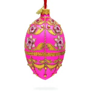 Shop Jeweled Flowers On Pink Glass Egg Ornament 4 Inches - CaringForTots - Professional Baby and Children's Products | Caring for Growth, Caring for Every Moment