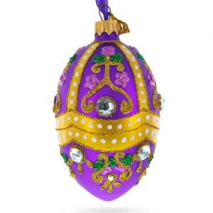 Store Jeweled Scrolls On Purple Glass Egg Christmas Ornament 4 Inches - CaringForTots - Professional Baby and Children's Products | Caring for Growth, Caring for Every Moment