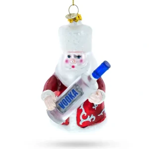 Store Jolly Santa With Vodka Bottle - Blown Glass Christmas Ornament - CaringForTots - Professional Baby and Children's Products | Caring for Growth, Caring for Every Moment