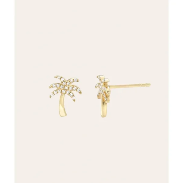 Shop All | 14k Gold Diamond Palm Tree Stud Earrings - CaringForTots - Professional Baby and Children's Products | Caring for Growth, Caring for Every Moment