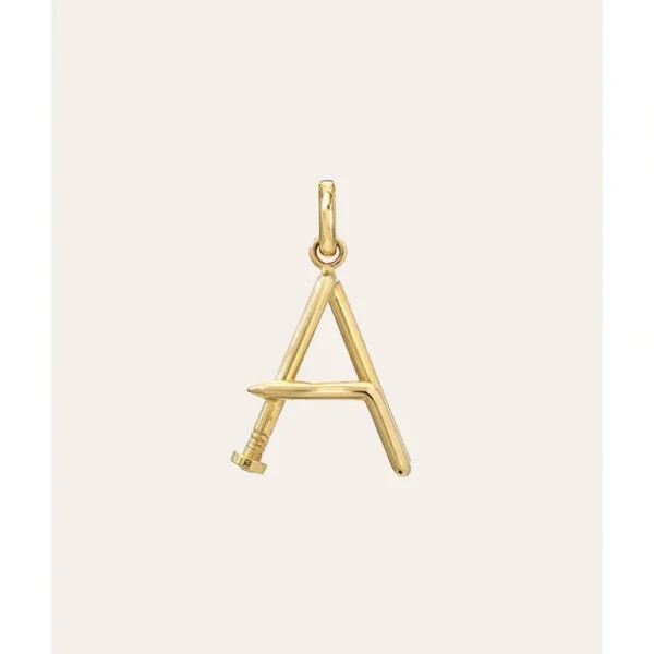Shop All | 14k Gold Large Initial Nail Pendant - CaringForTots - Professional Baby and Children's Products | Caring for Growth, Caring for Every Moment