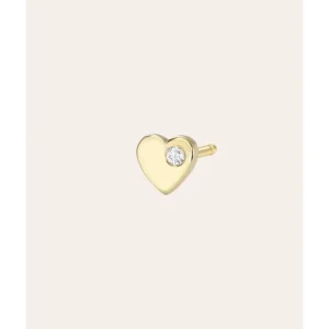 Shop All | 14k Gold Tiny Heart With Diamond Stud Earring - CaringForTots - Professional Baby and Children's Products | Caring for Growth, Caring for Every Moment