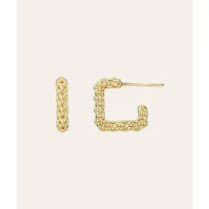 Shop All | 14k Gold Woven Square Stud Earrings - CaringForTots - Professional Baby and Children's Products | Caring for Growth, Caring for Every Moment