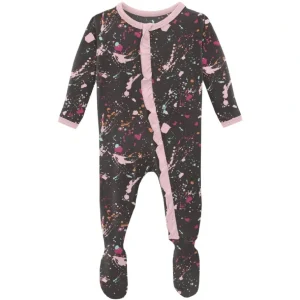 Clearance Kickee Pants - Print Classic Ruffle Footie with Zipper - Calypso Splatter Paint - CaringForTots - Professional Baby and Children's Products | Caring for Growth, Caring for Every Moment
