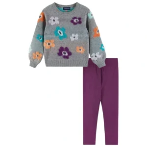 Clearance Kids Dove Grey Sweater & Glitter Legging Set | Eyelash Flowers - CaringForTots - Professional Baby and Children's Products | Caring for Growth, Caring for Every Moment