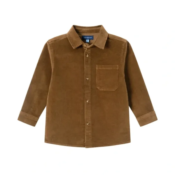 Best Kids Garment Washed Cord Buttondown | Brown - CaringForTots - Professional Baby and Children's Products | Caring for Growth, Caring for Every Moment