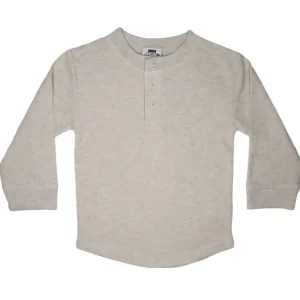 Hot Kids Long Sleeve Thermal Henley Shirt - Oatmeal - CaringForTots - Professional Baby and Children's Products | Caring for Growth, Caring for Every Moment