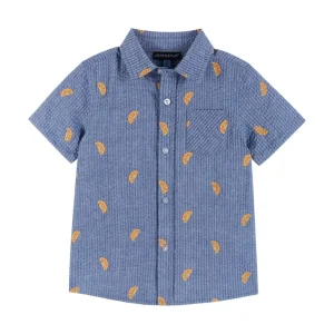 Cheap Kids Seersucker Short Sleeve Buttondown Shirt | Orange Slices - CaringForTots - Professional Baby and Children's Products | Caring for Growth, Caring for Every Moment