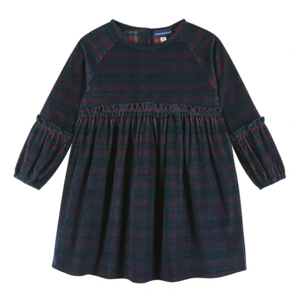 New Kids Stretch Corduroy Ruffle Dress | Red Plaid - CaringForTots - Professional Baby and Children's Products | Caring for Growth, Caring for Every Moment