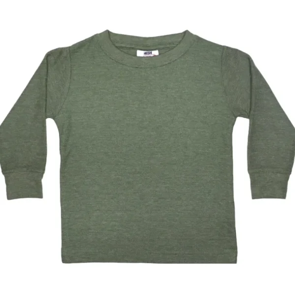 Best Sale Kids Thermal Long Sleeve Solid Shirt - Distressed Olive - CaringForTots - Professional Baby and Children's Products | Caring for Growth, Caring for Every Moment