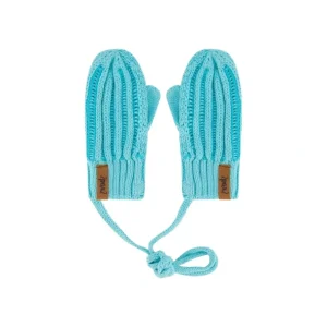 Fashion Knit Mittens With Cord Turquoise - CaringForTots - Professional Baby and Children's Products | Caring for Growth, Caring for Every Moment