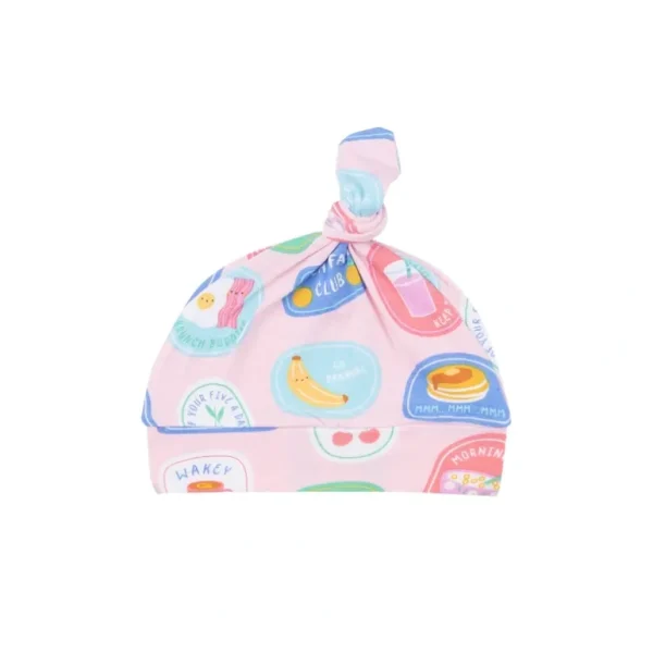 Outlet Knotted Hat - Breakfast Club Patches Pink - CaringForTots - Professional Baby and Children's Products | Caring for Growth, Caring for Every Moment