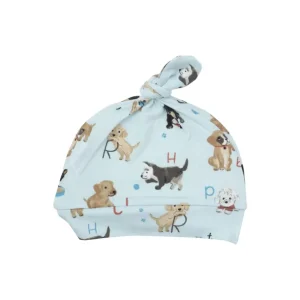 Outlet Knotted Hat - Puppy Alphabet Blue - CaringForTots - Professional Baby and Children's Products | Caring for Growth, Caring for Every Moment