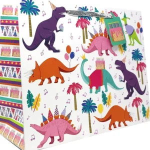 Hot Large Birthday Gift Bags, Dinosaur Party with Holographic Accents - CaringForTots - Professional Baby and Children's Products | Caring for Growth, Caring for Every Moment