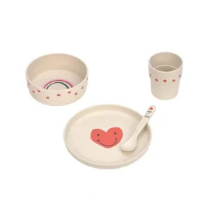 New Lassig Cellulose Dish Set - Happy Rascals - Lavender - Smile Heart - CaringForTots - Professional Baby and Children's Products | Caring for Growth, Caring for Every Moment