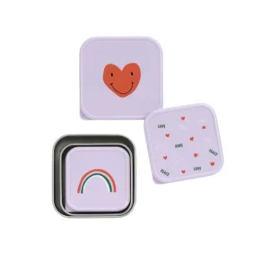 Store Lassig Stainless Steel Snackbox - Happy Rascals - 3 Pack - Lavender - Heart - CaringForTots - Professional Baby and Children's Products | Caring for Growth, Caring for Every Moment
