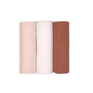 Outlet Lassig Swaddle + Burp Blankets - Powder Pink/Milky/Rust - 3 Pack - CaringForTots - Professional Baby and Children's Products | Caring for Growth, Caring for Every Moment