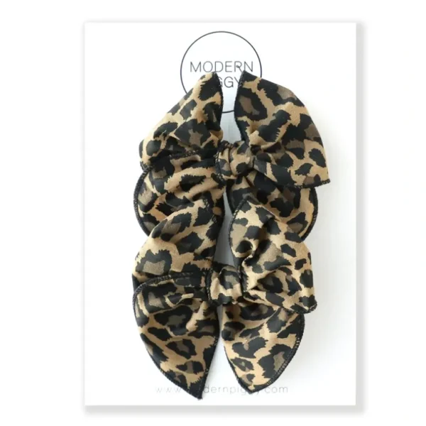 Shop Leopard | Pigtail Set - Petite Party Bow - CaringForTots - Professional Baby and Children's Products | Caring for Growth, Caring for Every Moment