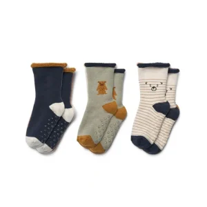 Outlet Liewood Eloy Baby Socks - 3 Pack - Teddy - Dove Blue Mix - CaringForTots - Professional Baby and Children's Products | Caring for Growth, Caring for Every Moment
