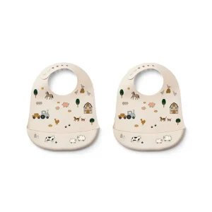Sale Liewood Tilda Printed Bib - 2 Pack - Farm - Sandy - CaringForTots - Professional Baby and Children's Products | Caring for Growth, Caring for Every Moment