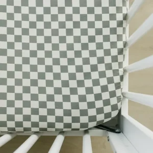 Shop Light Green Checkered Bamboo Stretch Crib Sheet - CaringForTots - Professional Baby and Children's Products | Caring for Growth, Caring for Every Moment
