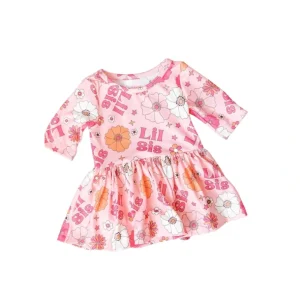 Cheap Lil Sis Floral 3/4 Twirl Bodysuit - CaringForTots - Professional Baby and Children's Products | Caring for Growth, Caring for Every Moment