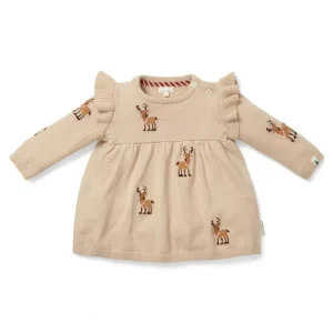 Best Little Dutch Long Sleeve Knitted Christmas Dress - Sand - CaringForTots - Professional Baby and Children's Products | Caring for Growth, Caring for Every Moment