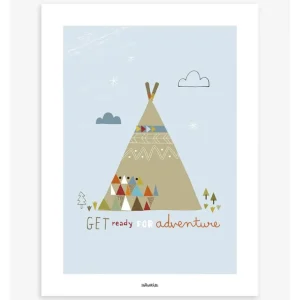 Clearance Little Indians - Children's Poster - Tipi (blue) - CaringForTots - Professional Baby and Children's Products | Caring for Growth, Caring for Every Moment