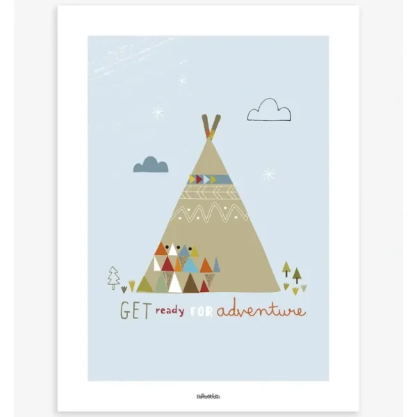 Clearance Little Indians - Children's Poster - Tipi (blue) - CaringForTots - Professional Baby and Children's Products | Caring for Growth, Caring for Every Moment