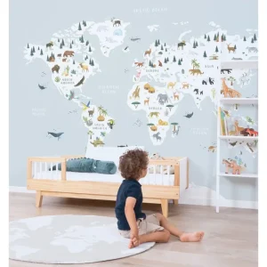 Fashion Living Earth - Panoramic Wallpaper - Animal World Map - CaringForTots - Professional Baby and Children's Products | Caring for Growth, Caring for Every Moment