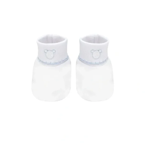 Cheap Logo Pima Cotton Booties, White & Blue - CaringForTots - Professional Baby and Children's Products | Caring for Growth, Caring for Every Moment