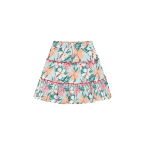 Hot Long Crinkle Peasant Skirt Blue Printed Beach Hibiscus - CaringForTots - Professional Baby and Children's Products | Caring for Growth, Caring for Every Moment
