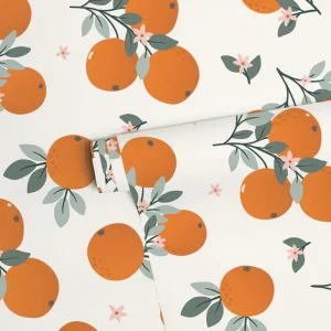 Sale Louise - Children's Wallpaper - Orange Pattern - CaringForTots - Professional Baby and Children's Products | Caring for Growth, Caring for Every Moment