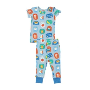 Cheap Loungewear Set - Breakfast Club Patches Blue - CaringForTots - Professional Baby and Children's Products | Caring for Growth, Caring for Every Moment