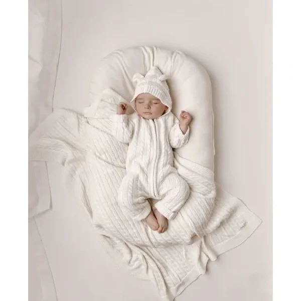 Outlet Luna + Luca Cable Knit Baby Blanket - White - CaringForTots - Professional Baby and Children's Products | Caring for Growth, Caring for Every Moment
