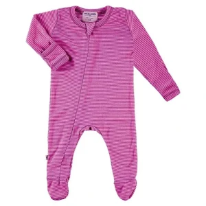 Store Magenta Marble Baby Stripe Rib Organic Marble Seamless Zipper Footie Romper - CaringForTots - Professional Baby and Children's Products | Caring for Growth, Caring for Every Moment