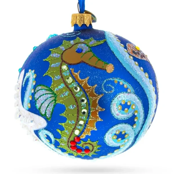 New Marine Marvels: Sea Creatures Blown Glass Ball Christmas Ornament,4 Inches - CaringForTots - Professional Baby and Children's Products | Caring for Growth, Caring for Every Moment