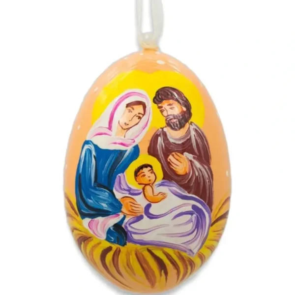 Fashion Mary And Joseph Admiring Jesus Wooden Christmas Ornament 3 Inches - CaringForTots - Professional Baby and Children's Products | Caring for Growth, Caring for Every Moment