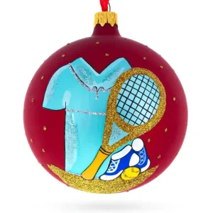 Clearance Match Point: Tennis Blown Glass Ball Christmas Ornament 4 Inches - CaringForTots - Professional Baby and Children's Products | Caring for Growth, Caring for Every Moment