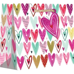 Best Sale Medium Valentine Gift Bags, Pretty Hearts with Holographic Accents - CaringForTots - Professional Baby and Children's Products | Caring for Growth, Caring for Every Moment