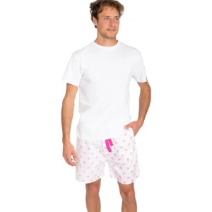 Shop Men's Pink Palm Tree Sleep Shorts - CaringForTots - Professional Baby and Children's Products | Caring for Growth, Caring for Every Moment